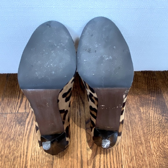 Stuart Weitzman Leopard Cowhide Peep-Toe Shoes - Picture 6 of 8